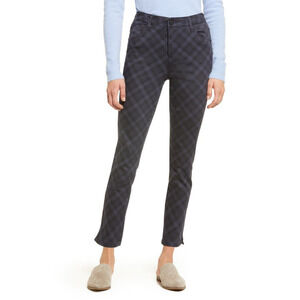 WIT & WISDOM NEW $68 Navy Ab-Solution Plaid High Waist Ankle Skinny Pant Size 2